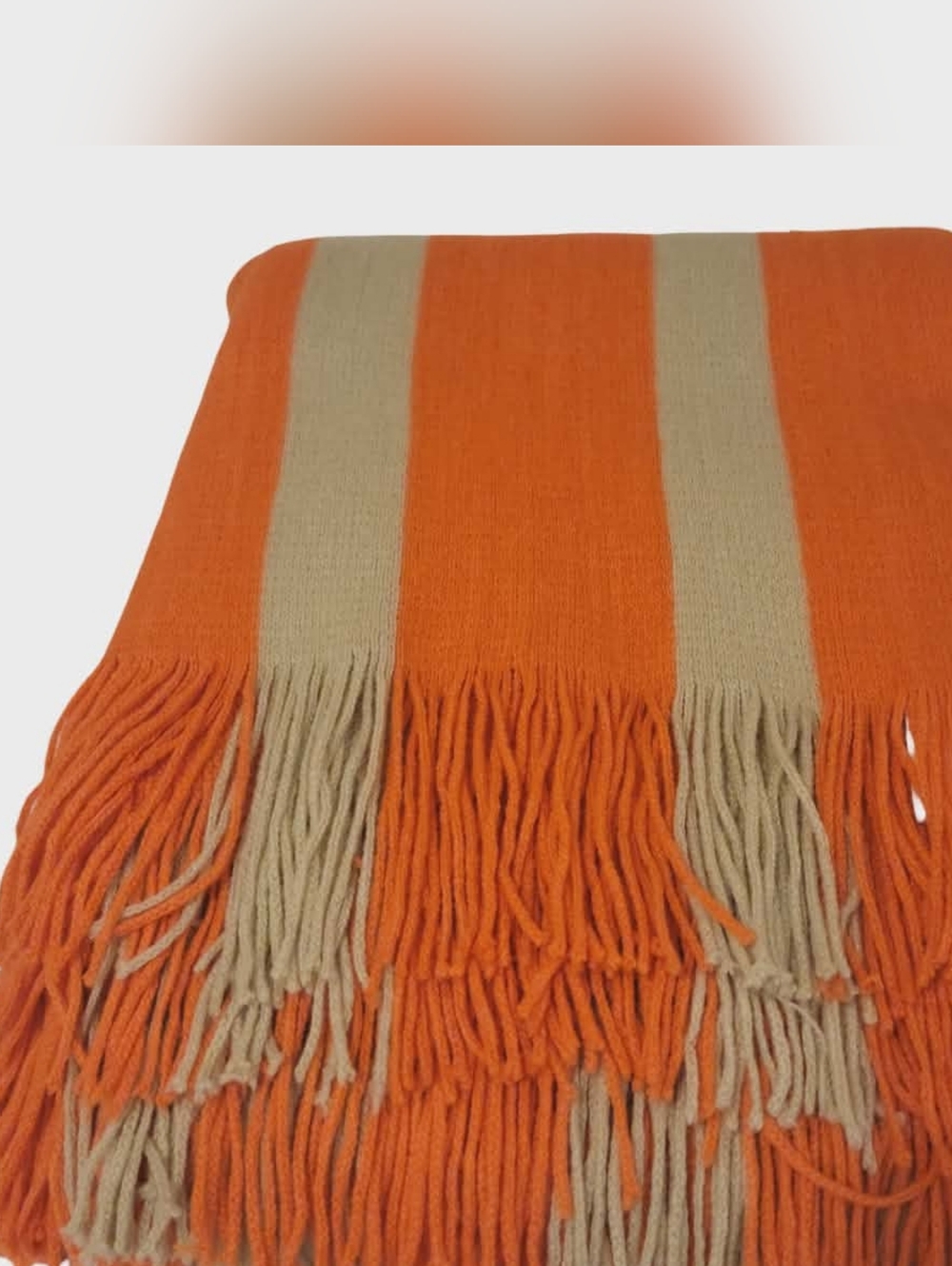 West Elm Orange and Beige Knit Throw - Picture 7 of 8